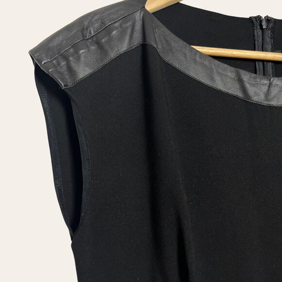 The Kooples Black Vinyl Faux Leather Trim Mini Dress Size M - Picture 4 of 9